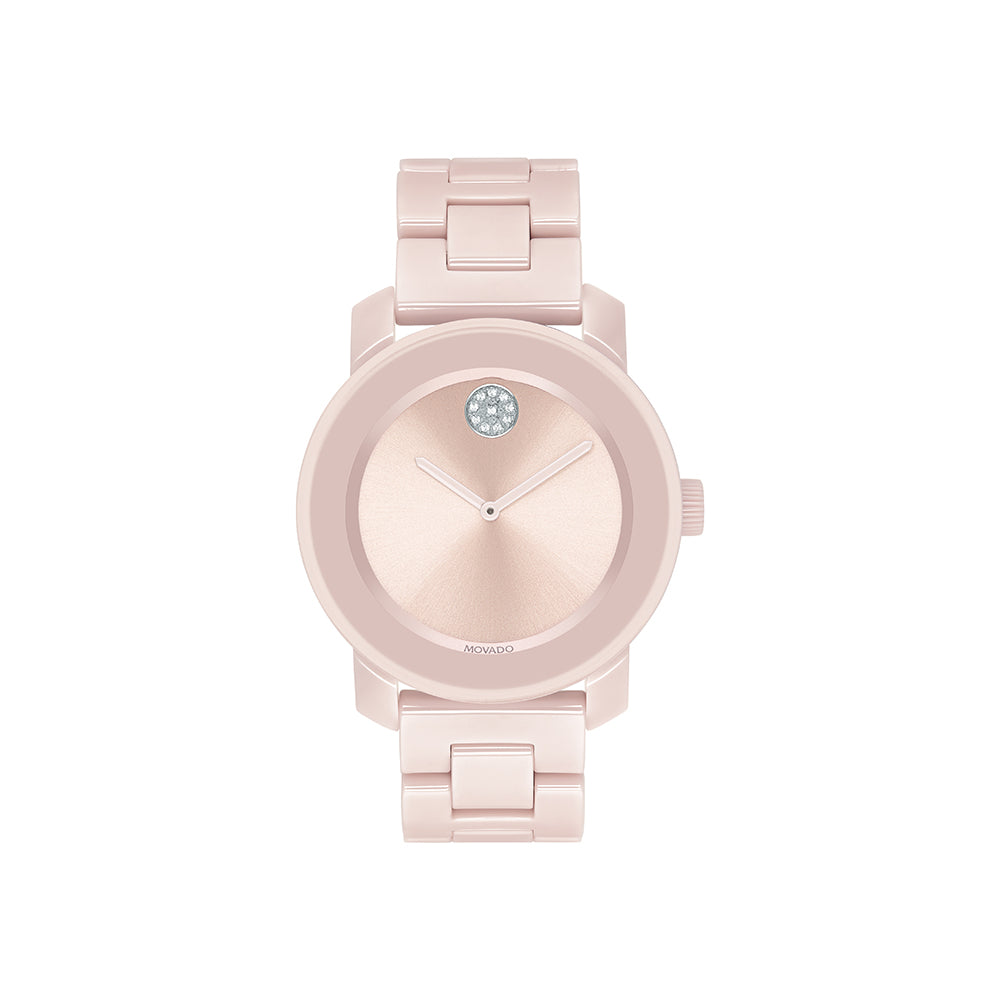 Movado Bold Women's Watch Pink Tone Case Quartz