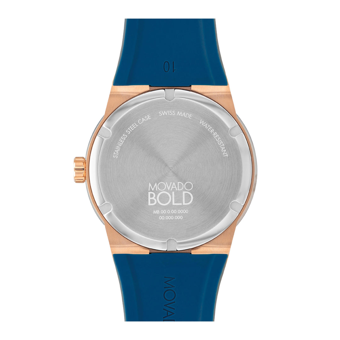 Movado Men's Blue Dial Watch Rose Gold Tone Case Quartz