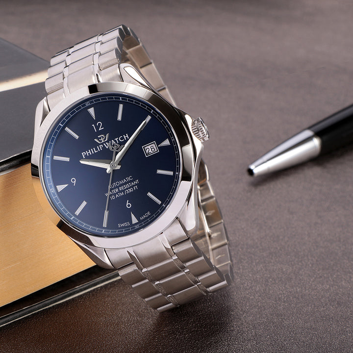 Shop Philip Watch BLAZE 41mm 3H AUTO BLUE DIAL BR SS - The Watch House UAE