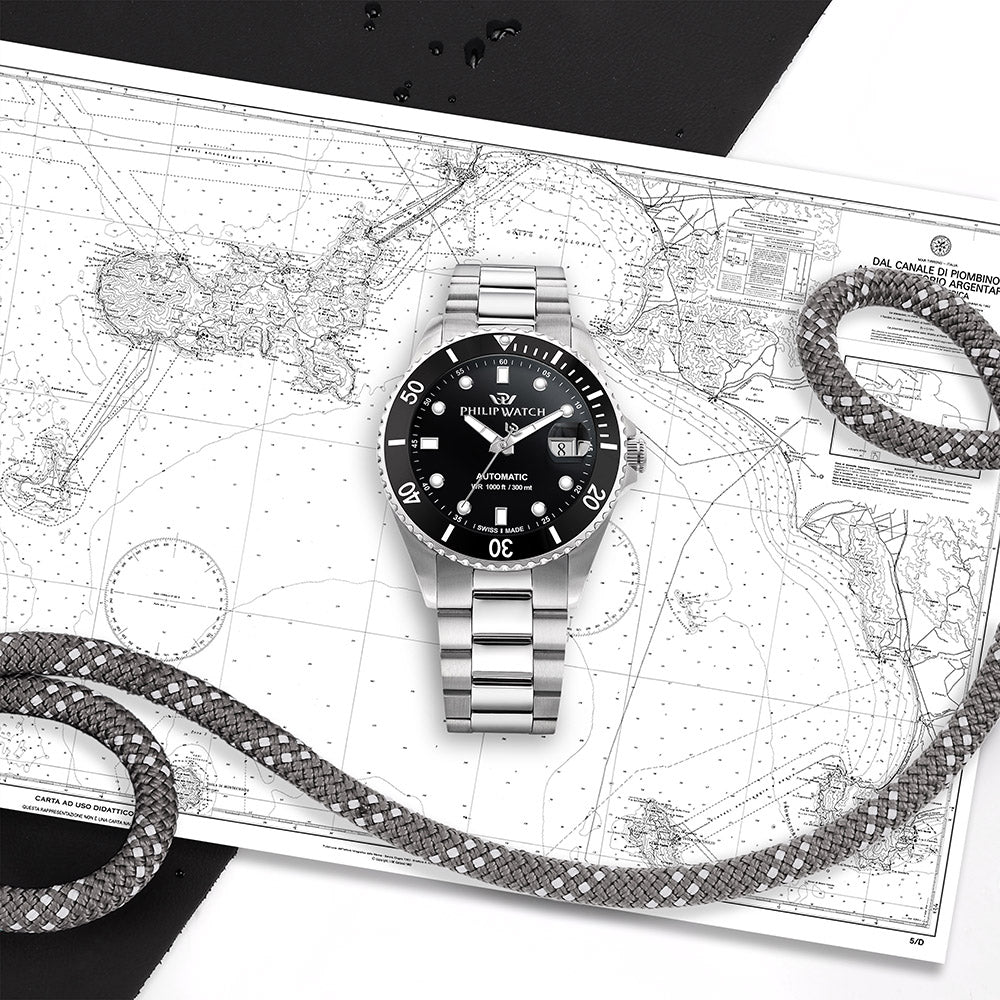 Philip Watch Caribe 42MM Auto 3H Black Dial BR SS