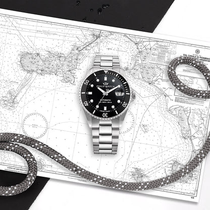 Philip Watch Caribe 42MM Auto 3H Black Dial BR SS