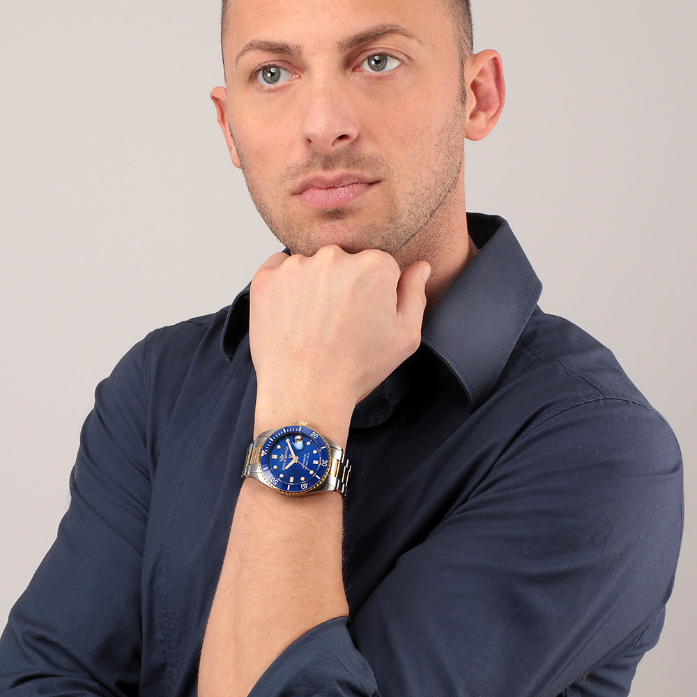 Philip Watch Caribe 42mm Auto 3H Blue Dial BR SS+YG - R8223216010