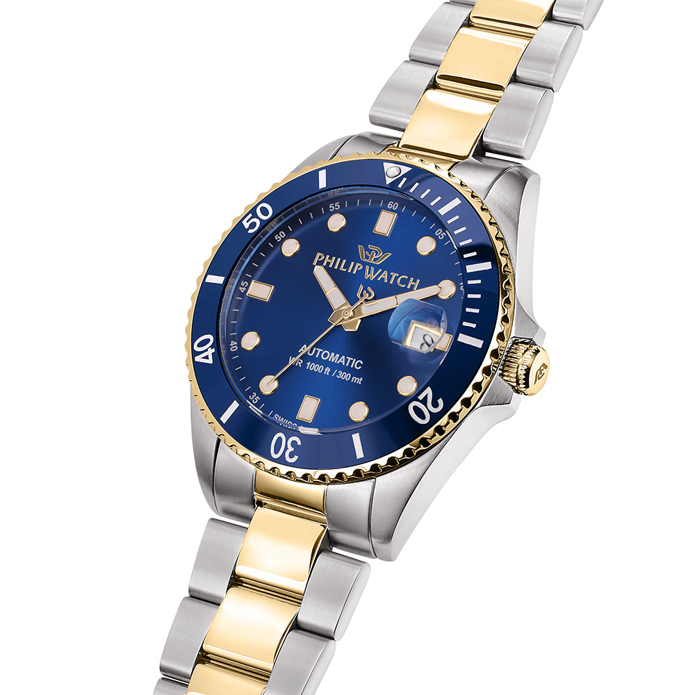Philip Watch Caribe 42mm Auto 3H Blue Dial BR SS+YG - R8223216010