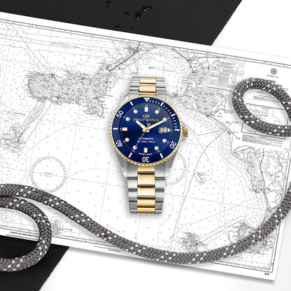 Philip Watch Caribe 42mm Auto 3H Blue Dial BR SS+YG - R8223216010