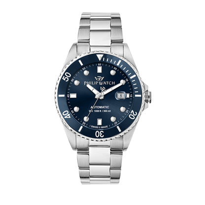 Philip Watch Caribe 42MM Auto 3H Blue Dial BR SS - R8223216011