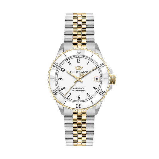 Philip Watch Caribe Diver 35MM Auto Whi Dial BR YG+SS