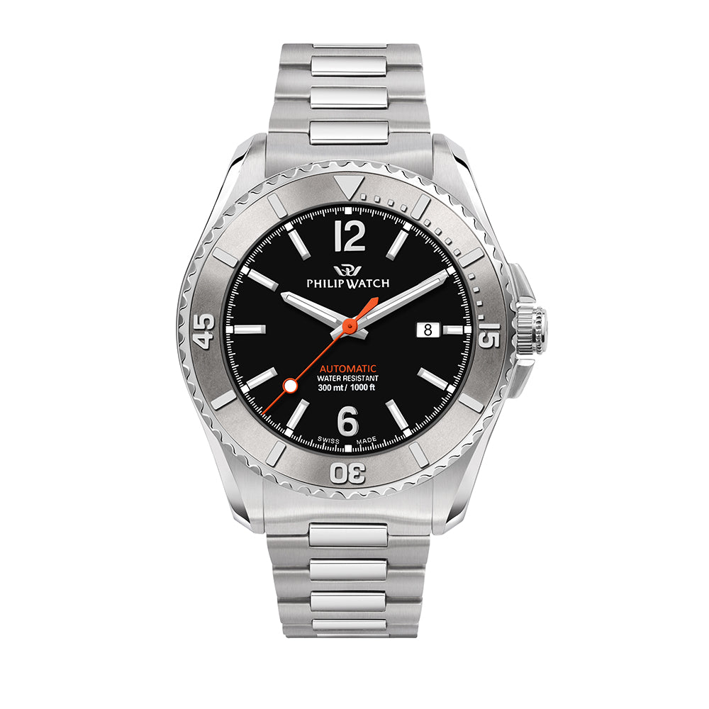 Philip Watch Amalfi Diving 43MM Auto Black Dial BR SS - R8223218003