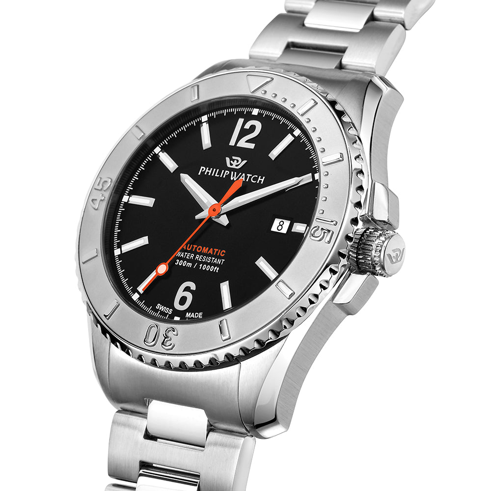Philip Watch Amalfi Diving 43MM Auto Black Dial BR SS
