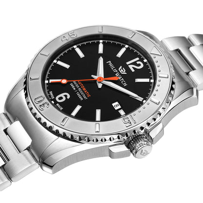 Philip Watch Amalfi Diving 43MM Auto Black Dial BR SS - R8223218003