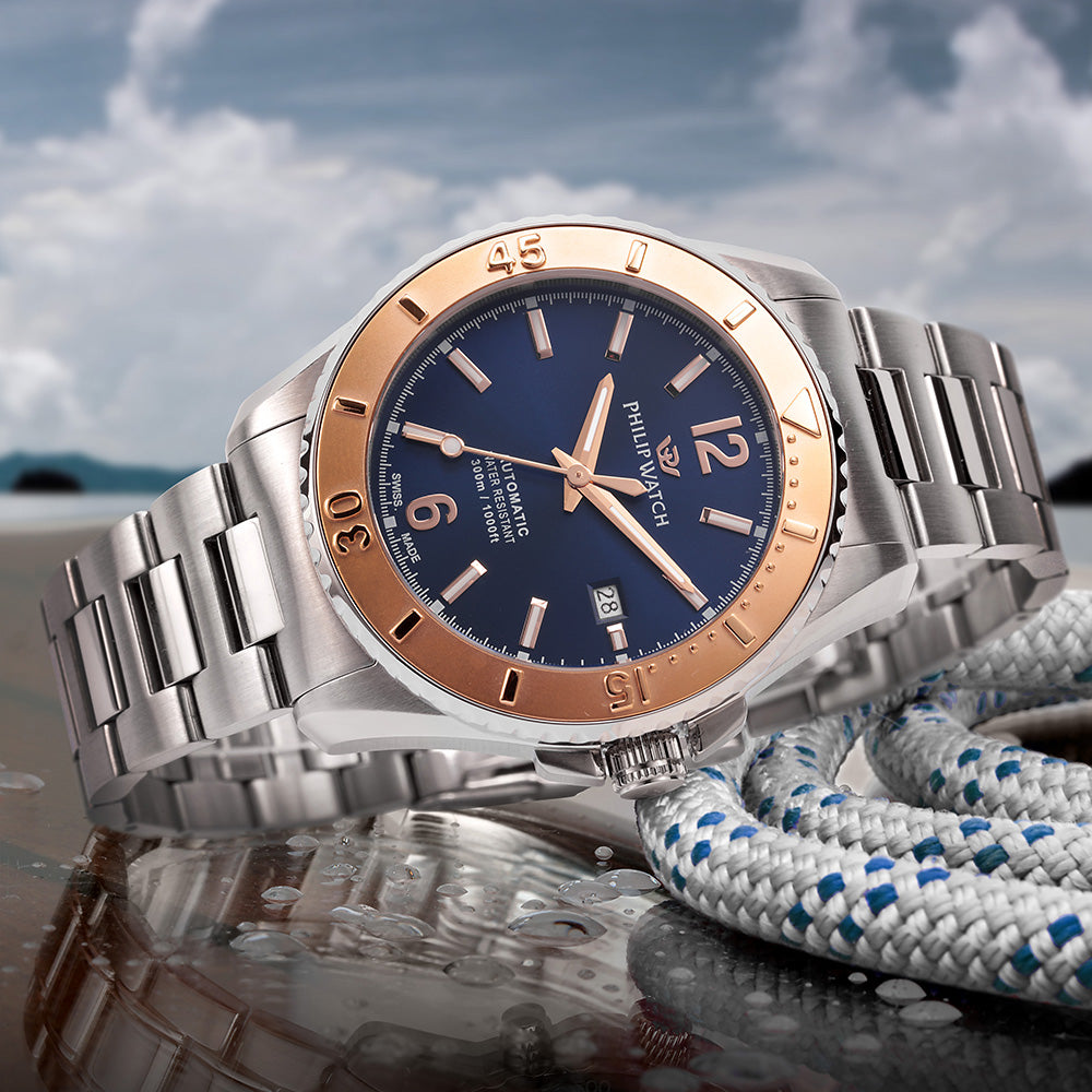 Philip Watch Amalfi Diving 43MM Auto Blue Dial BR SS - R8223218004