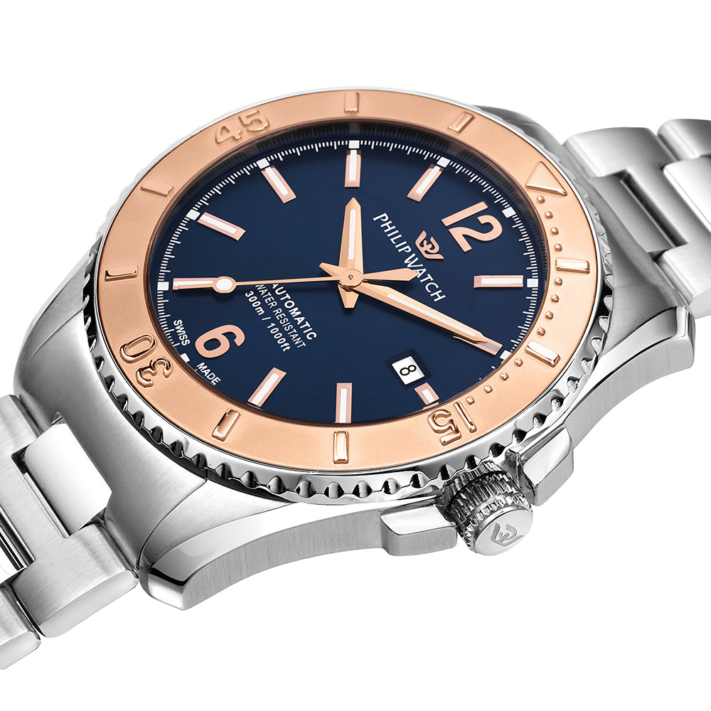 Philip Watch Amalfi Diving 43MM Auto Blue Dial BR SS