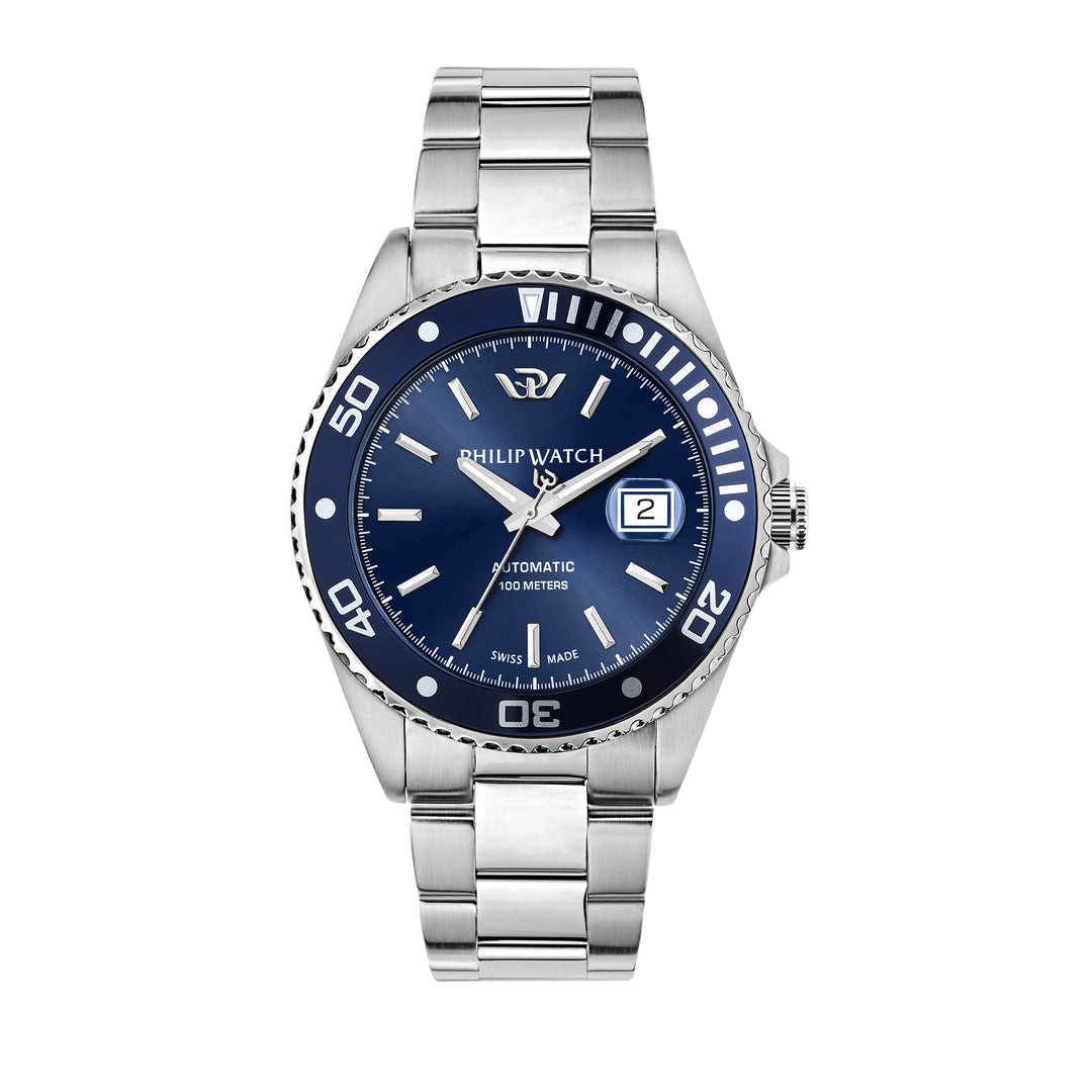 Philip Watch CARIBE 42MM AUTO BLUE DIAL BR SS