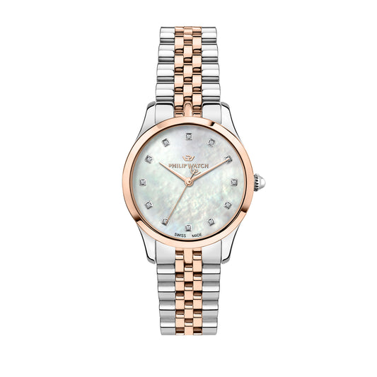Philip Watch Grace 32MM 3H W MOP Dial W/Diam BR SS+RG