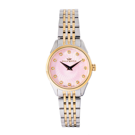 Philip Watch Roma 28MM 2H Pink Dial W/Diam BR SS+YG