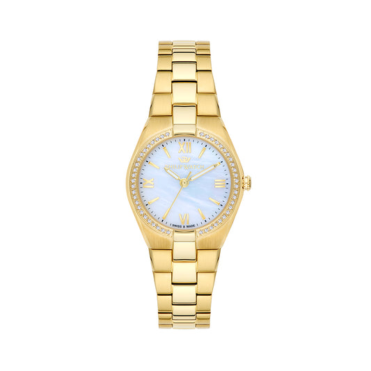 Philip Watch Timeless 3H 29MM Ca W/Diam MOP DIA BR YG