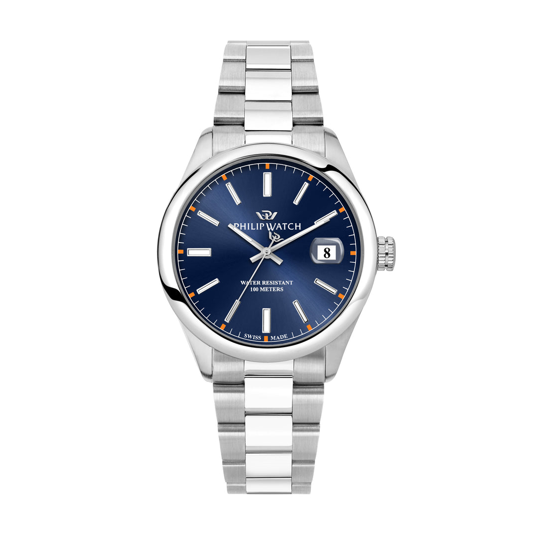 Philip Watch CARIBE 39MM 3H BLUE DIAL BR SS