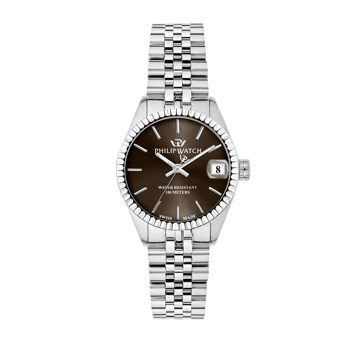 Philip Watch Caribe 31mm 3H Brown Dial BR SS - R8253597612