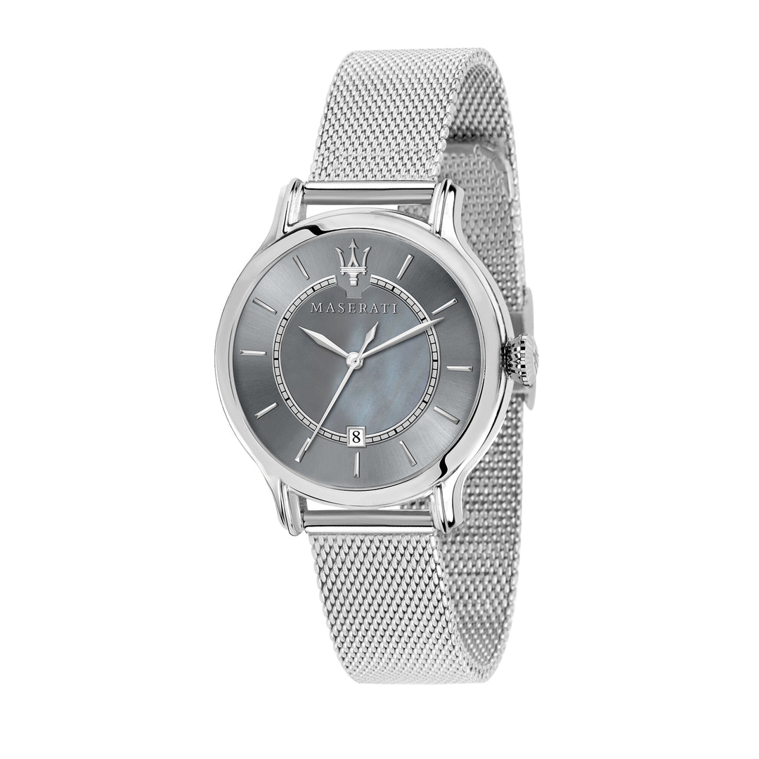 MASERATI EPOCA 34mm 3H GRAY MOP DIAL MESH BR SS