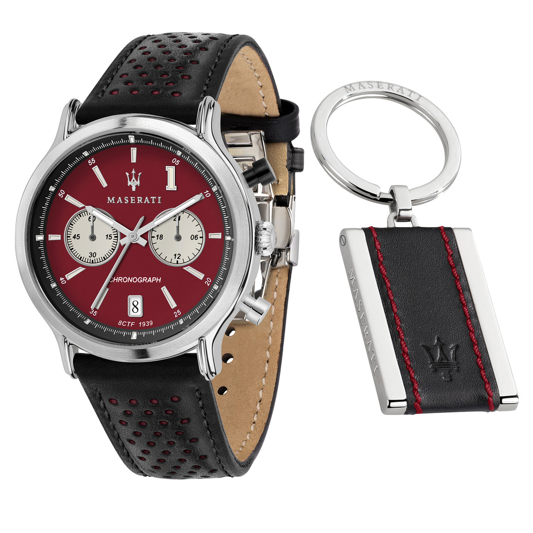 MASERATI EPOCA RACING 42mm CHR D.RED DIAL BLK ST