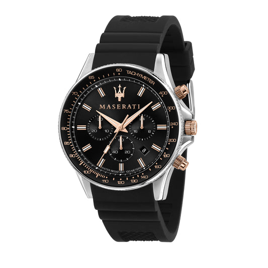 Maserati Sfida 44MM CHR Black Dial BLK Silicon ST