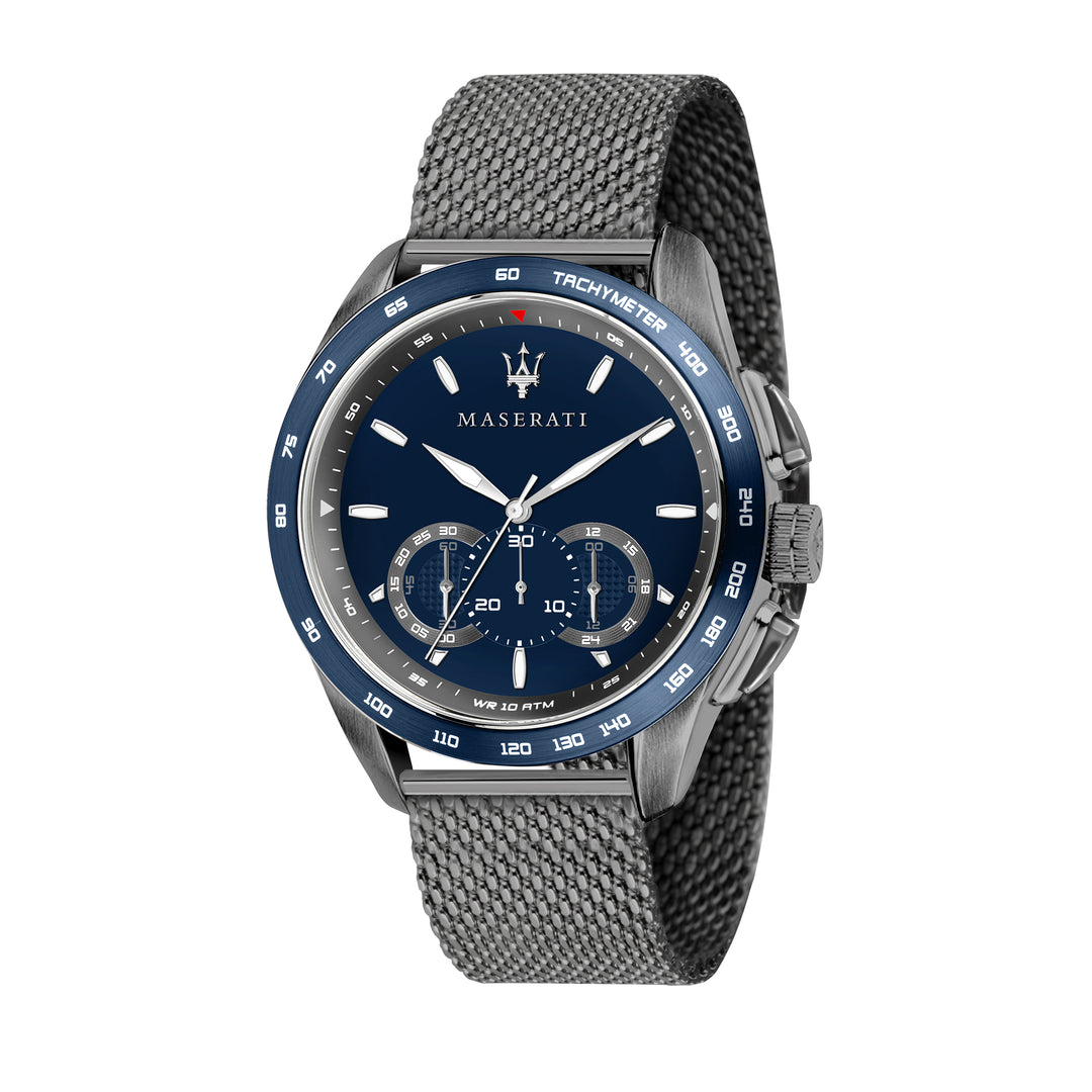 MASERATI TRAGUARDO 45MM CHR BLUE DIAL GUN BR