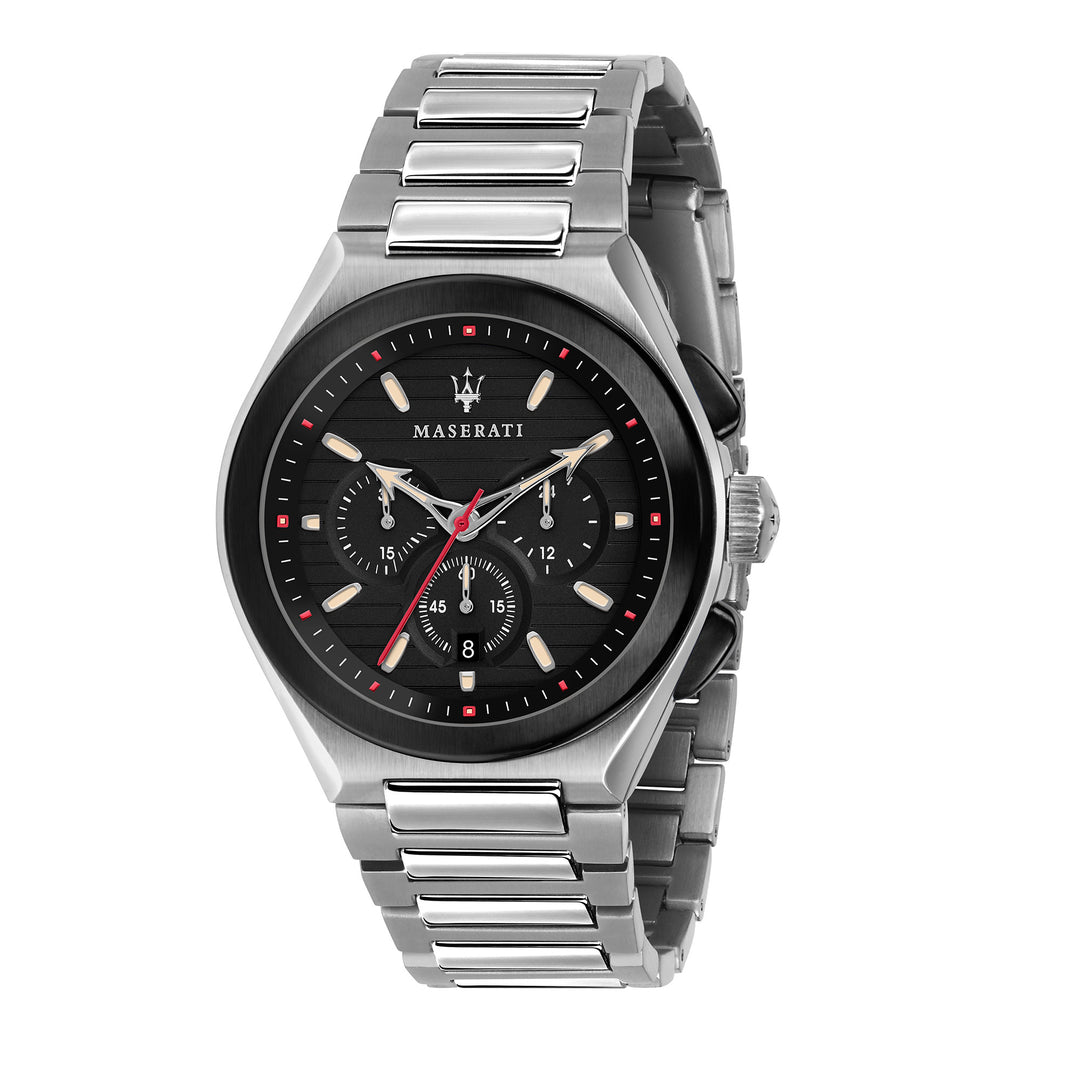 MASERATI TRICONIC 43MM CHR BLACK DIAL BR SS