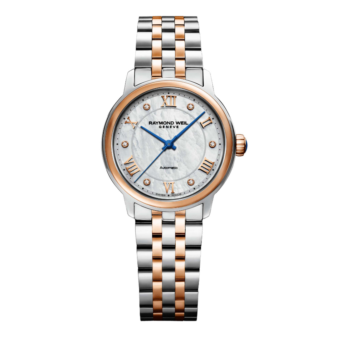 Raymond Weil Women's Maestro Automatic Two Tone Bracelet Mother of Pearl Dial Watch