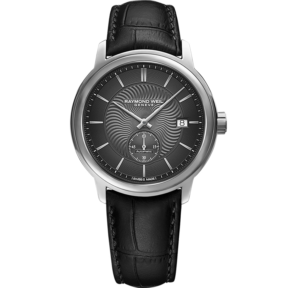 Raymond Weil Men's Maestro Automatic Leather Strap Black Dial Watch