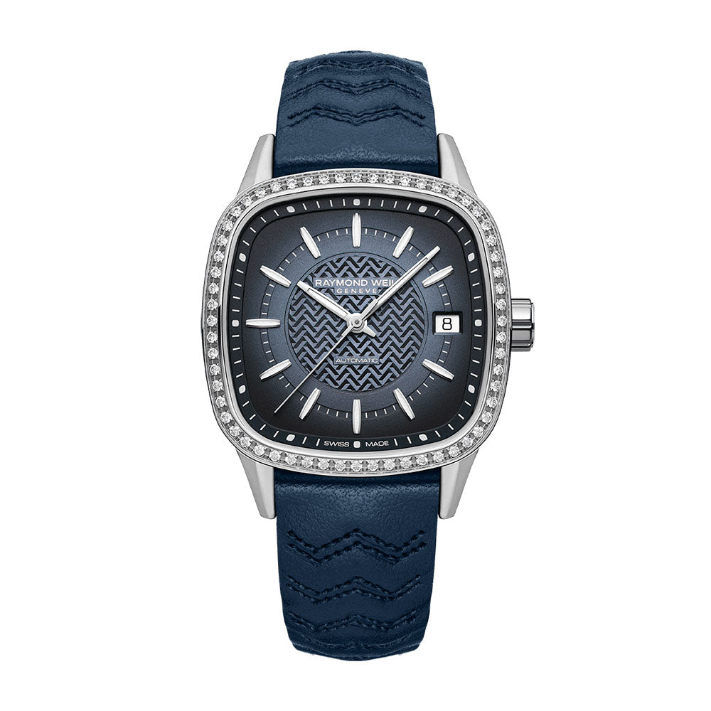 Raymond Weil Freelancer Women's Automatic Blue Dial Leather Watch 34.5mm