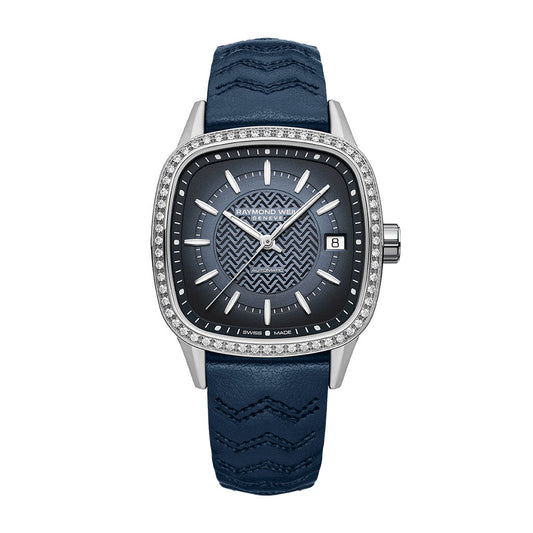 Raymond Weil Freelancer Women's Automatic Blue Dial Leather Watch 34.5mm