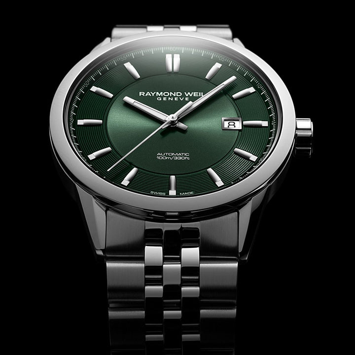 Raymond Weil Freelancer Men's Automatic Green Dial Stainless Steel Bracelet Watch 42mm