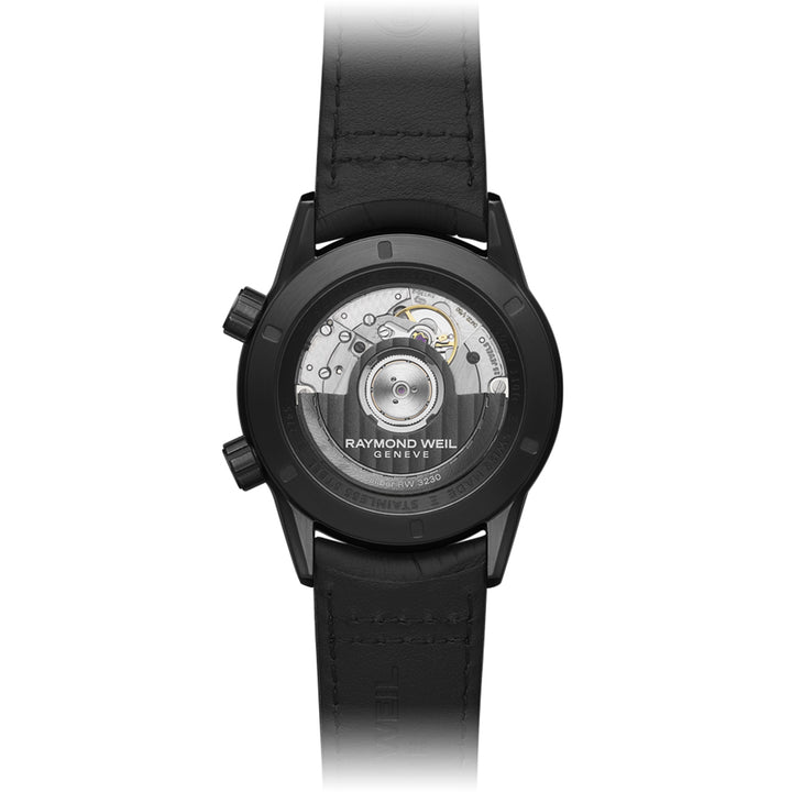 Raymond Weil Men's Freelancer GMT Worldtimer Leather Strap Black Gradient Dial Watch