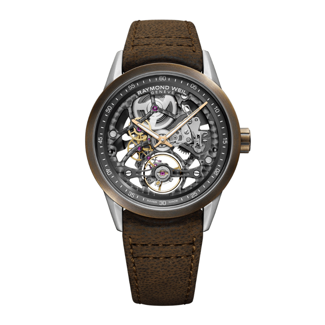 Raymond Weil Freelancer Calibre RW1212 Skeleton Men's Automatic Brown Strap Bronze Grey Dial Watch