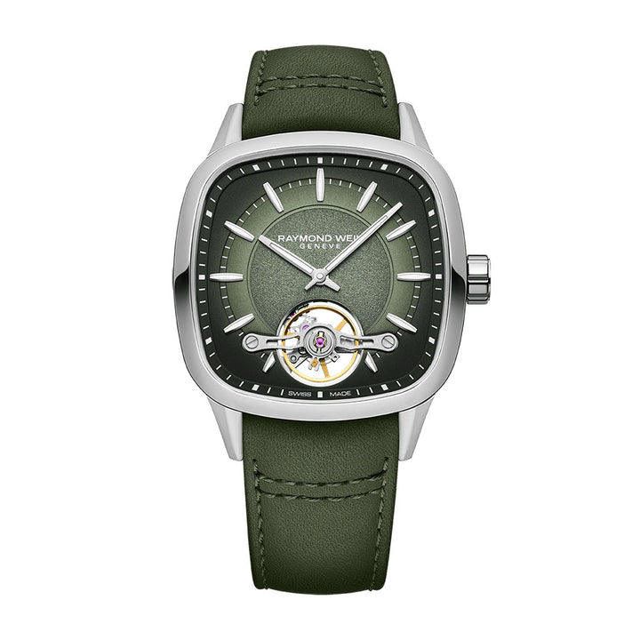 Raymond Weil Freelancer Calibre RW1212 Men’s Automatic Green Leather Strap Watch 40mm
