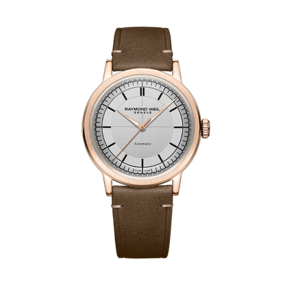 Raymond Weil Millesime Men's Automatic Brown Leather Strap Watch 39.5mm