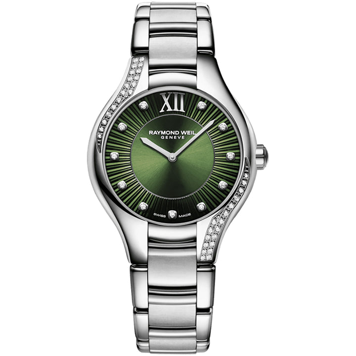 Raymond Weil Women's Noemia Steel Bracelet Green Dial Diamond Watch