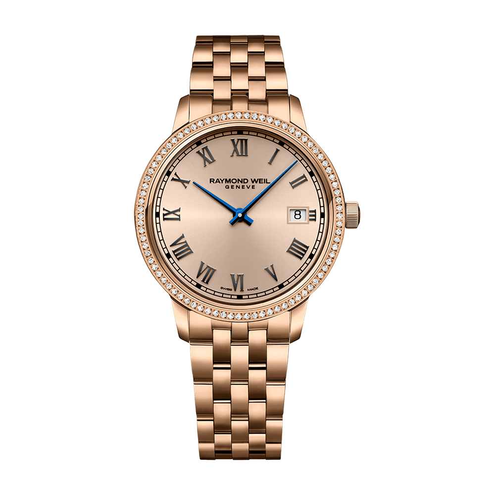 Raymond Weil Toccata Ladies Rose Gold PVD 80 Diamonds Quartz Watch 34mm