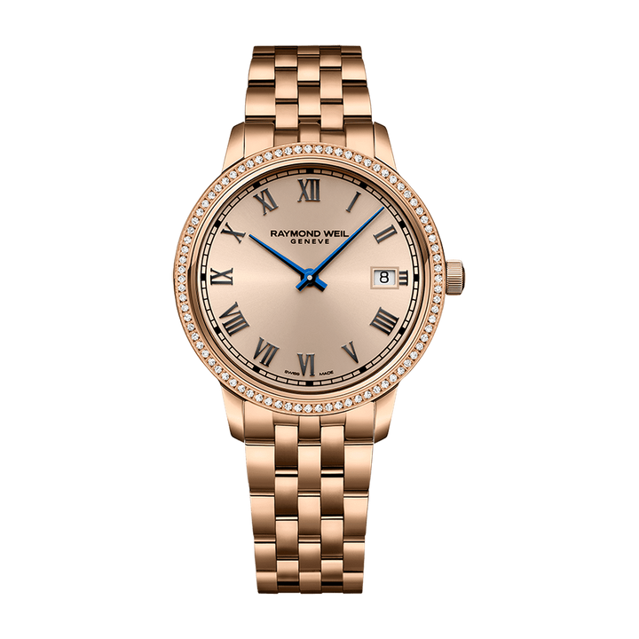 Raymond Weil Toccata Ladies Rose Gold PVD 80 Diamonds Quartz Watch 34mm