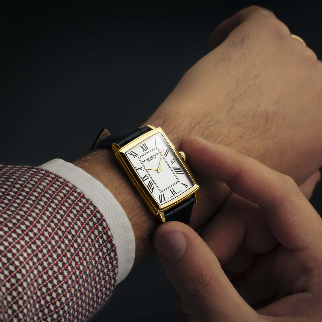 Raymond Weil Men's Toccata Quartz Gold Black Strap White Dial Watch