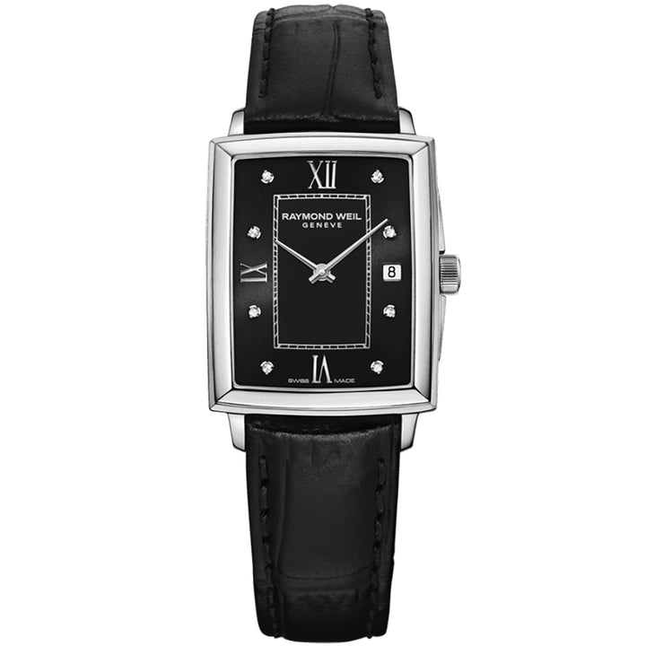 Raymond Weil Women's Toccata Leather Strap Black Dial Diamond Watch