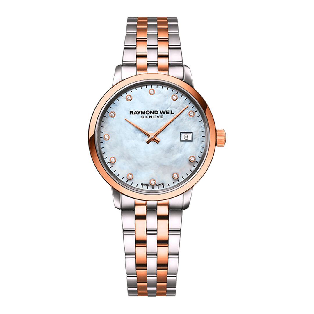 Raymond Weil Toccata Women's Quartz Two-Tone Rose Gold Bracelet Diamond Mother of Pearl Dial Watch
