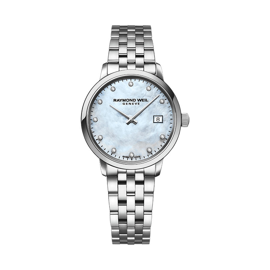 Raymond Weil Women's Toccata Steel Bracelet White Mother of Pearl Dial Diamond Watch