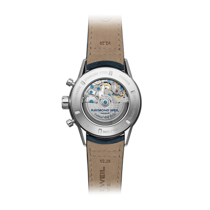 Raymond Weil Freelancer Men's Automatic Chronograph Blue Leather Watch 43.5mm