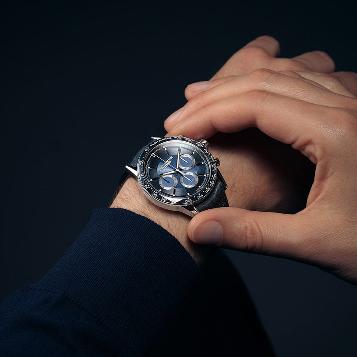 Raymond Weil Freelancer Men's Automatic Chronograph Blue Leather Watch 43.5mm