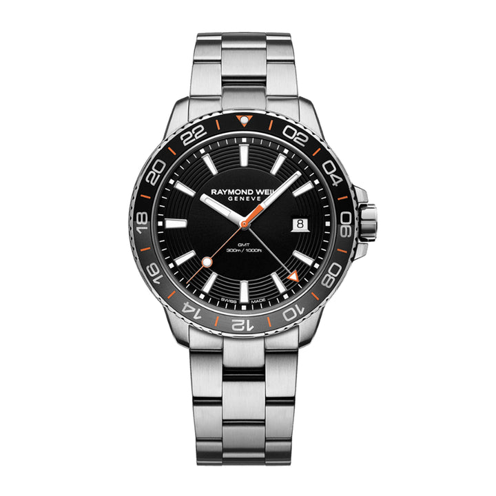 Raymond Weil Tango 300 Men's Quartz GMT Black Grey Bracelet Blackc Dial Diver Watch