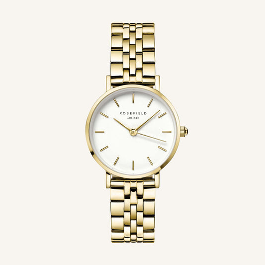 Rosefield The Small Edit White Steel GoldÂ Ladies Watch