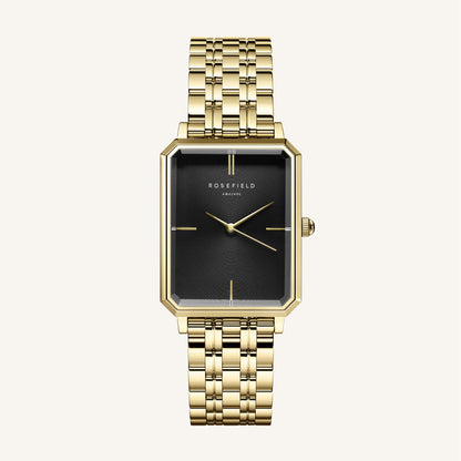 Rosefield The Elles Black Sunray Steel GoldLadies Watch