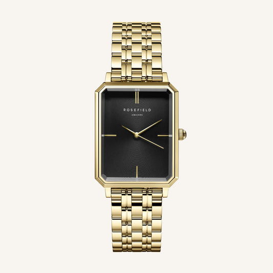 Rosefield The Elles Black Sunray Steel GoldLadies Watch