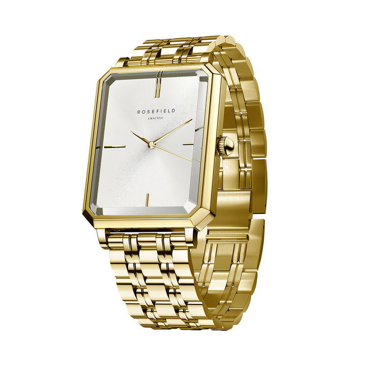 Rosefield The Octagon White  Sunray  Steel GoldLadies Watch