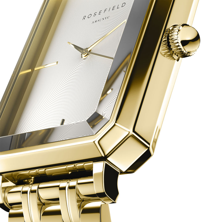 Rosefield The Octagon White  Sunray  Steel GoldLadies Watch